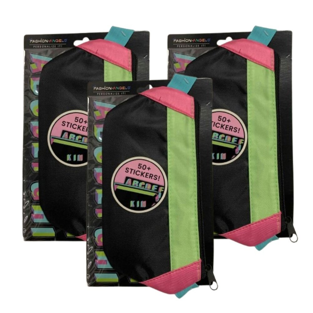 Fashion Angels Nylon Fanny Pack Elastic Pencil Pouch Black/Neon 3pk